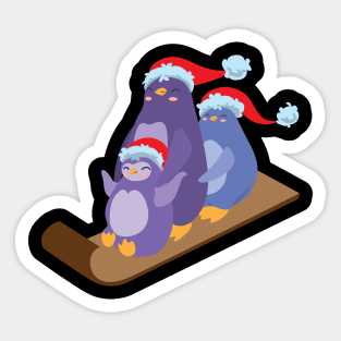 Penguins wearing santa hat in Sticker